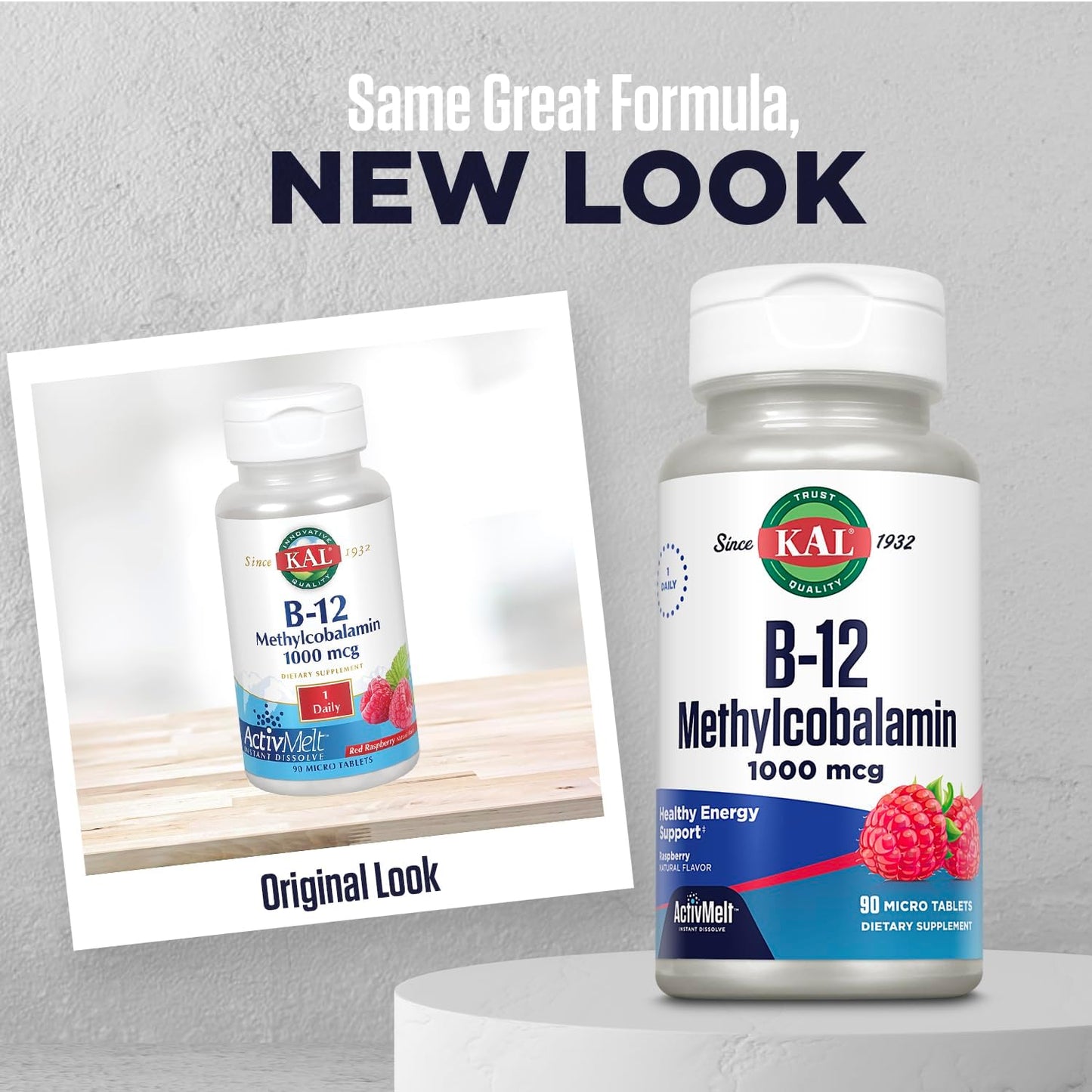 Vitamin B12 Methylcobalamin 1000mcg Fast Dissolve ActivMelt - Raspberry Flavor, Energy & Metabolism Support, 90 Servings