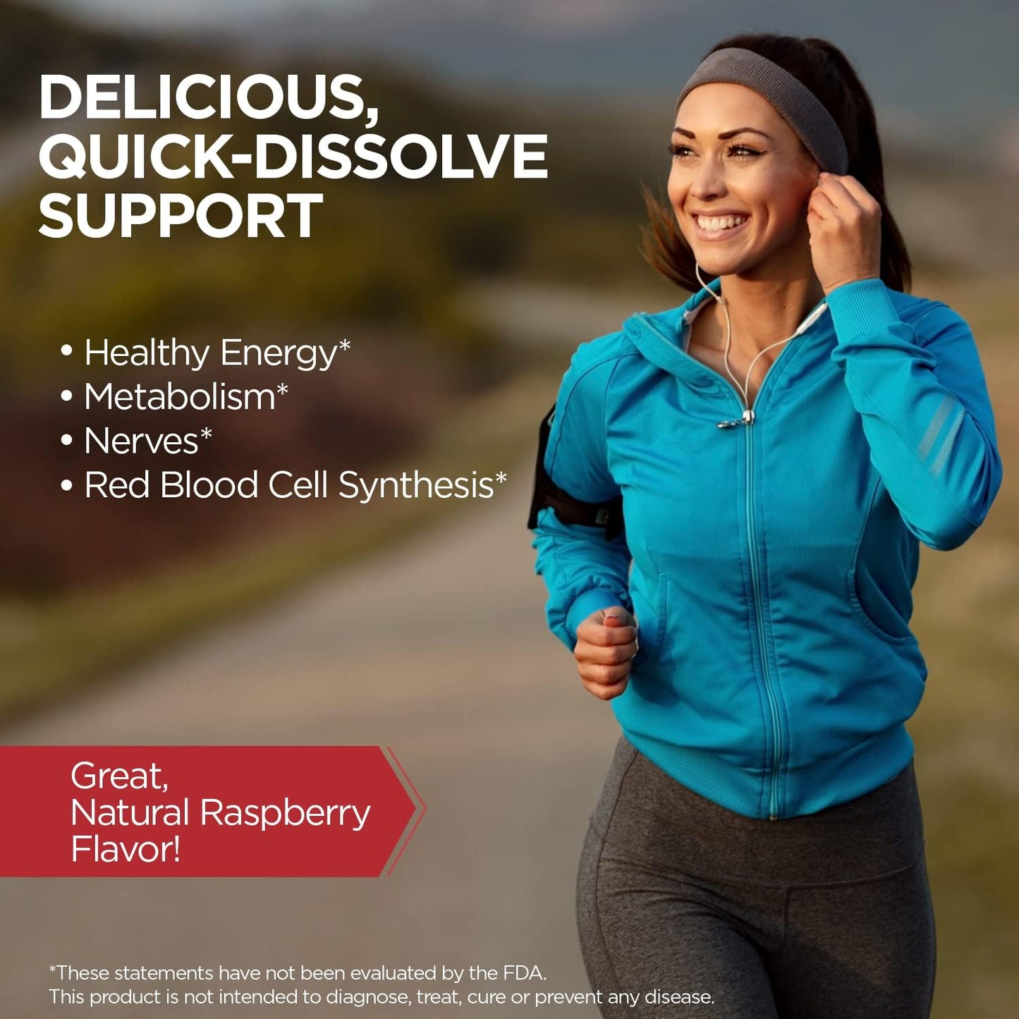 Vitamin B12 Methylcobalamin 1000mcg Fast Dissolve ActivMelt - Raspberry Flavor, Energy & Metabolism Support, 90 Servings