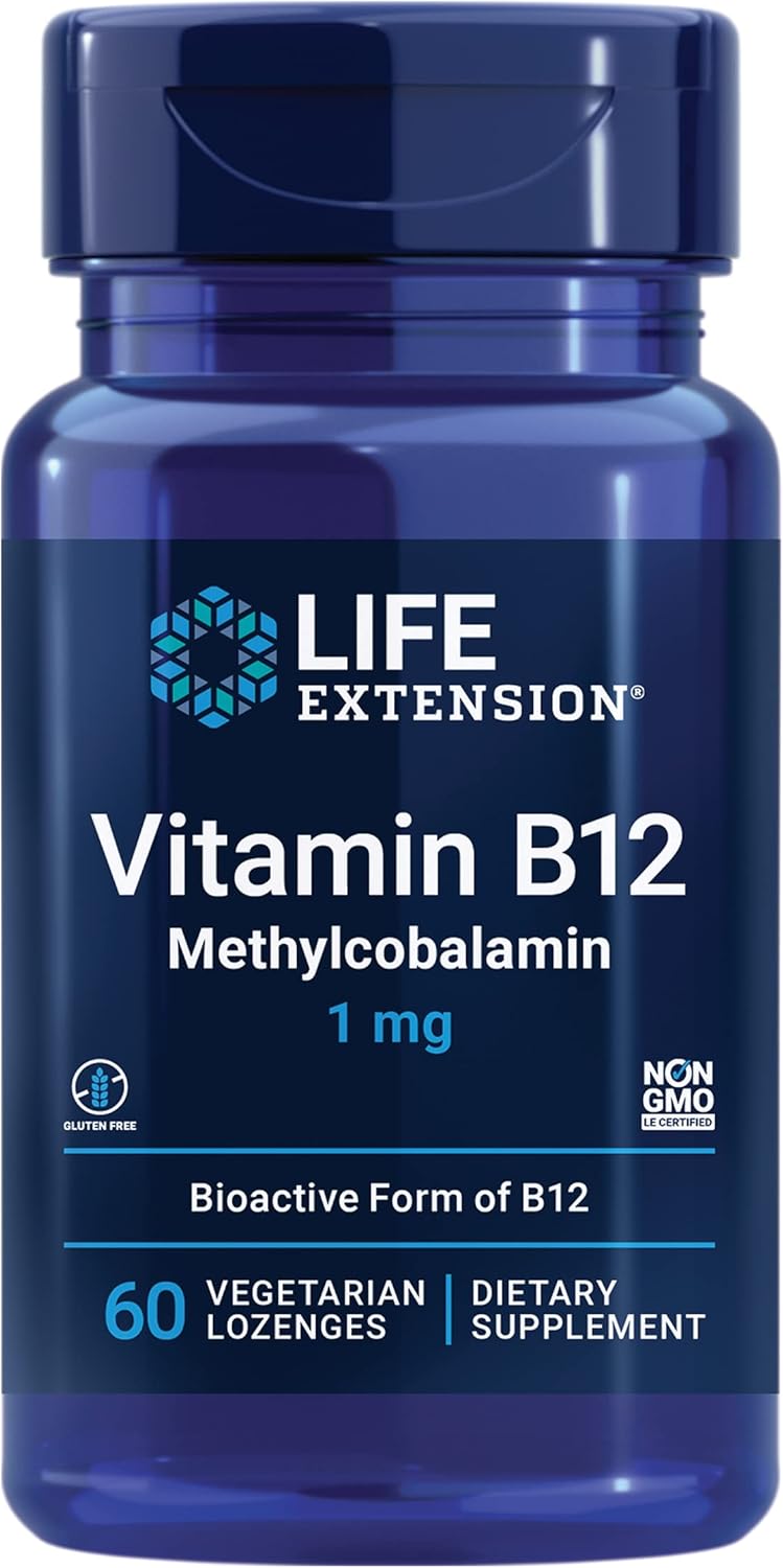 Vitamin B12 Methylcobalamin & Vitamin D3 Supplement Bundle - 60 Count, 1mg & 125 mcg (5000 IU) Life Extension Formula