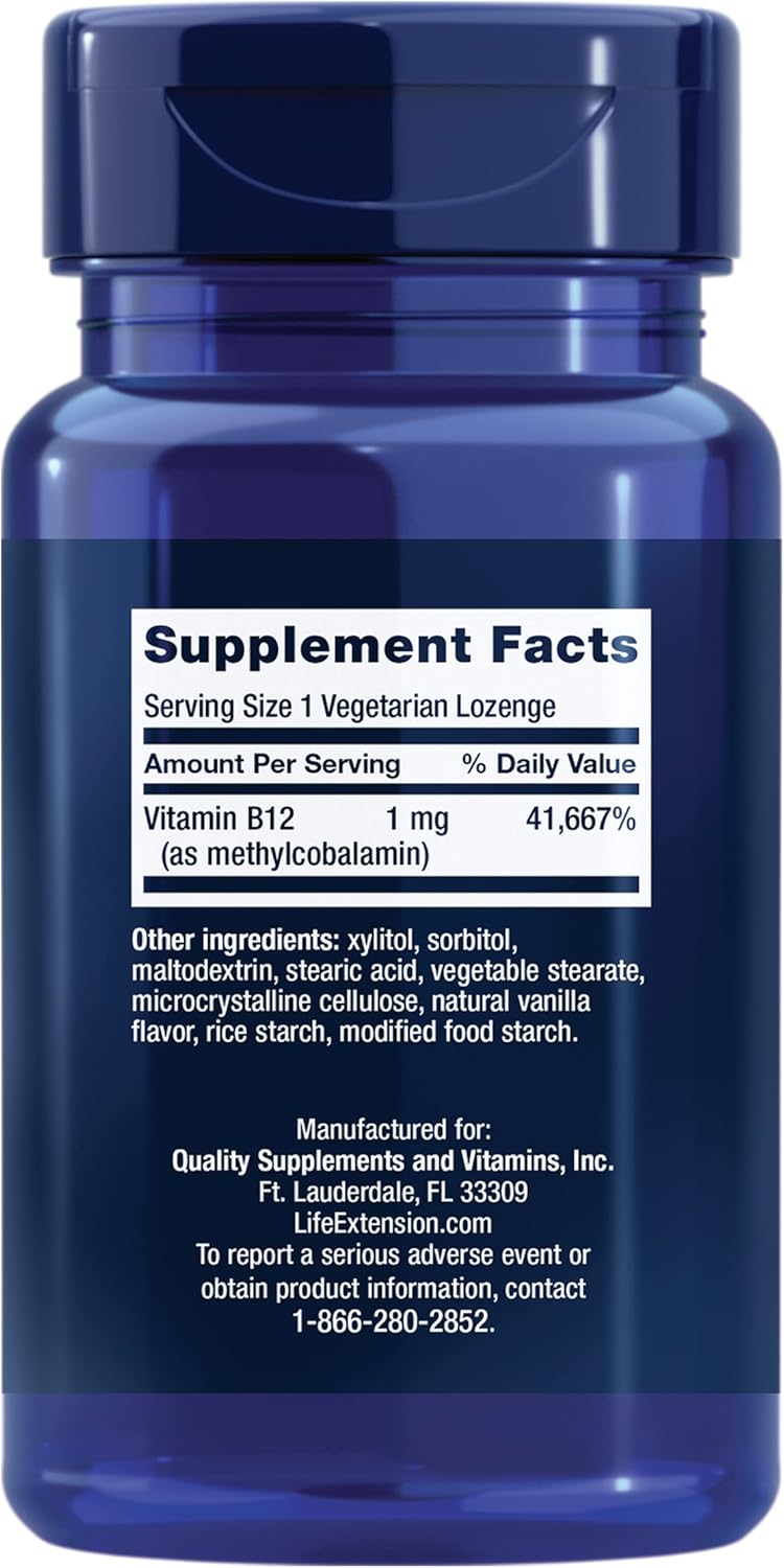 Vitamin B12 Methylcobalamin & Vitamin D3 Supplement Bundle - 60 Count, 1mg & 125 mcg (5000 IU) Life Extension Formula