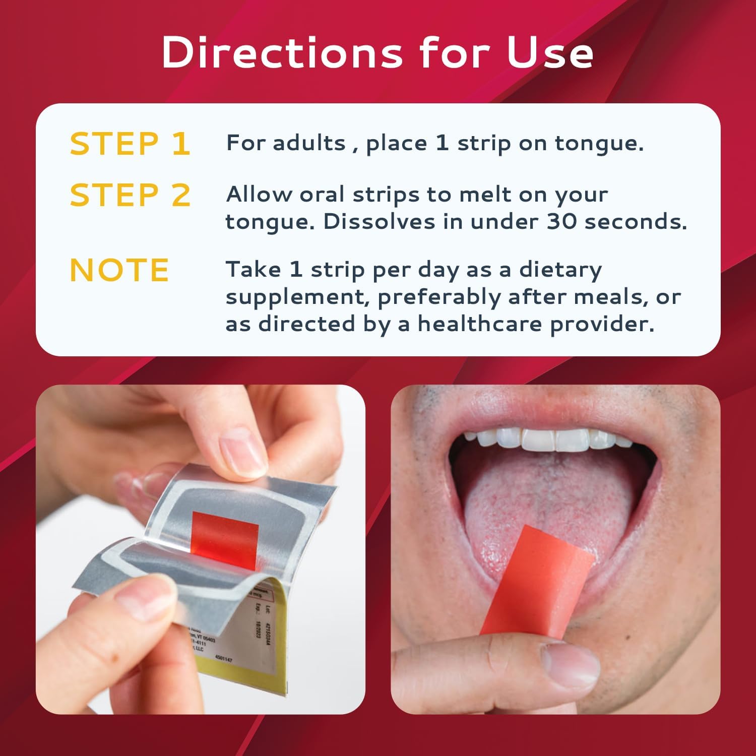 Vitamin B12 Oral Dissolvable Strips 100 Pack | Mint Flavored | 1500 mcg | Methylcobalamin Formula | Vegan & Gluten Free