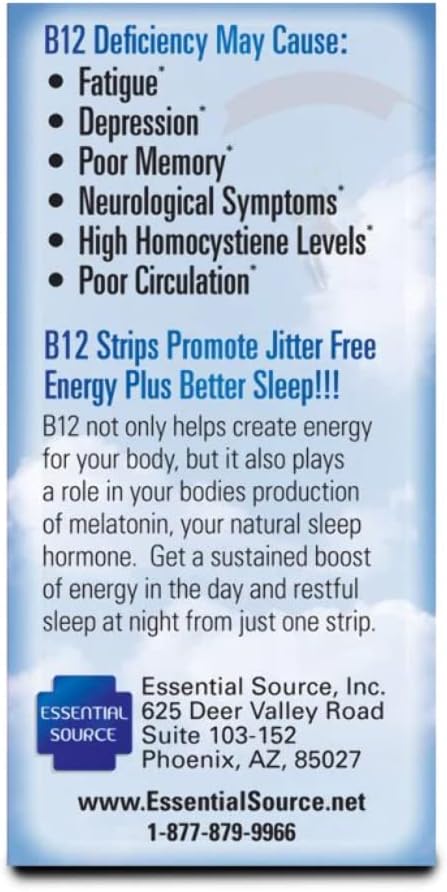 Vitamin B12 Strips with B6 and Biotin - 30 Day Supply of 2000 mcg Essentials