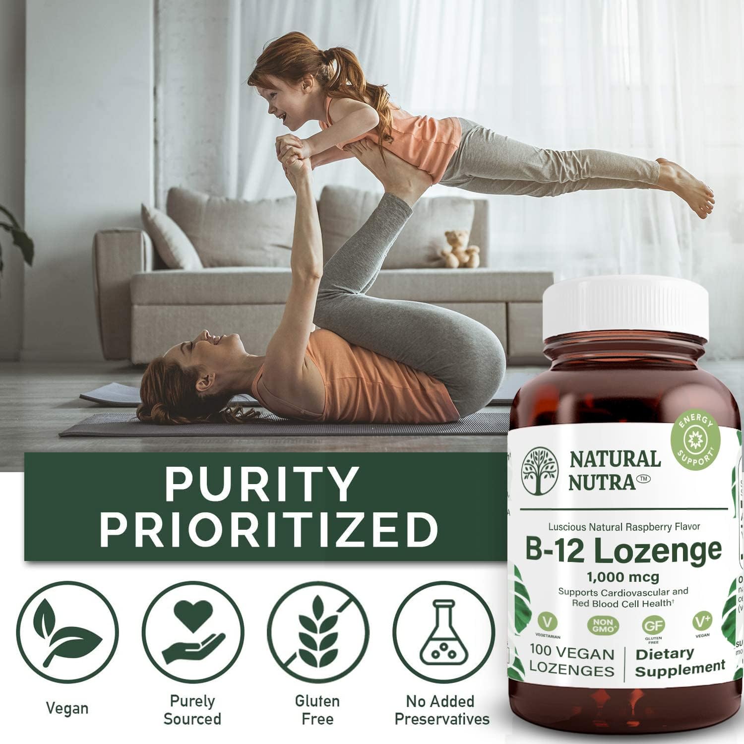 Vitamin B12 Supplement for Energy, Mood, and Nervous System Support - 100 Lozenges - BoostGo Australia