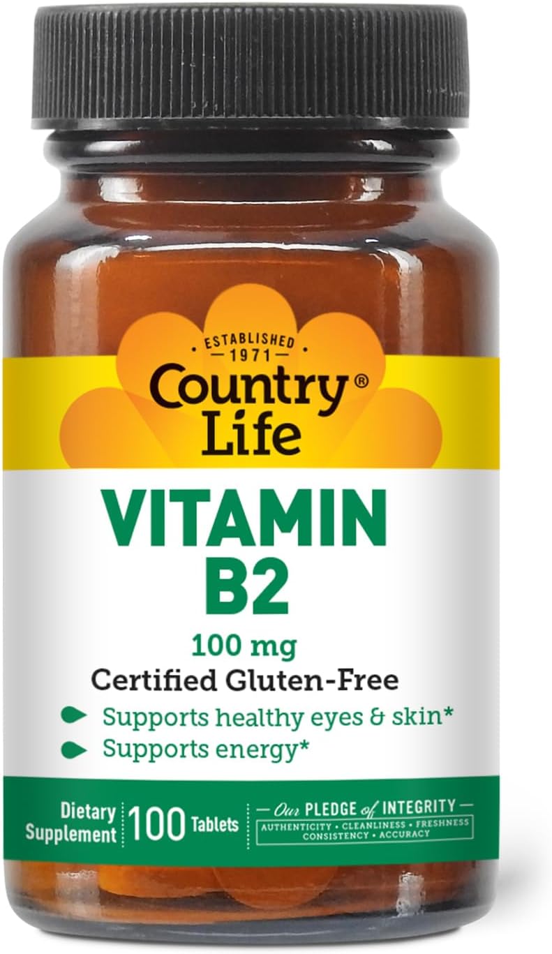 Vitamin B2 100mg Riboflavin Supplement for Energy & Cell Function - Gluten-Free, Vegan, Kosher, Halal - 100 Count Bottle with No Preservatives, GMOs, or Artificial Flavors