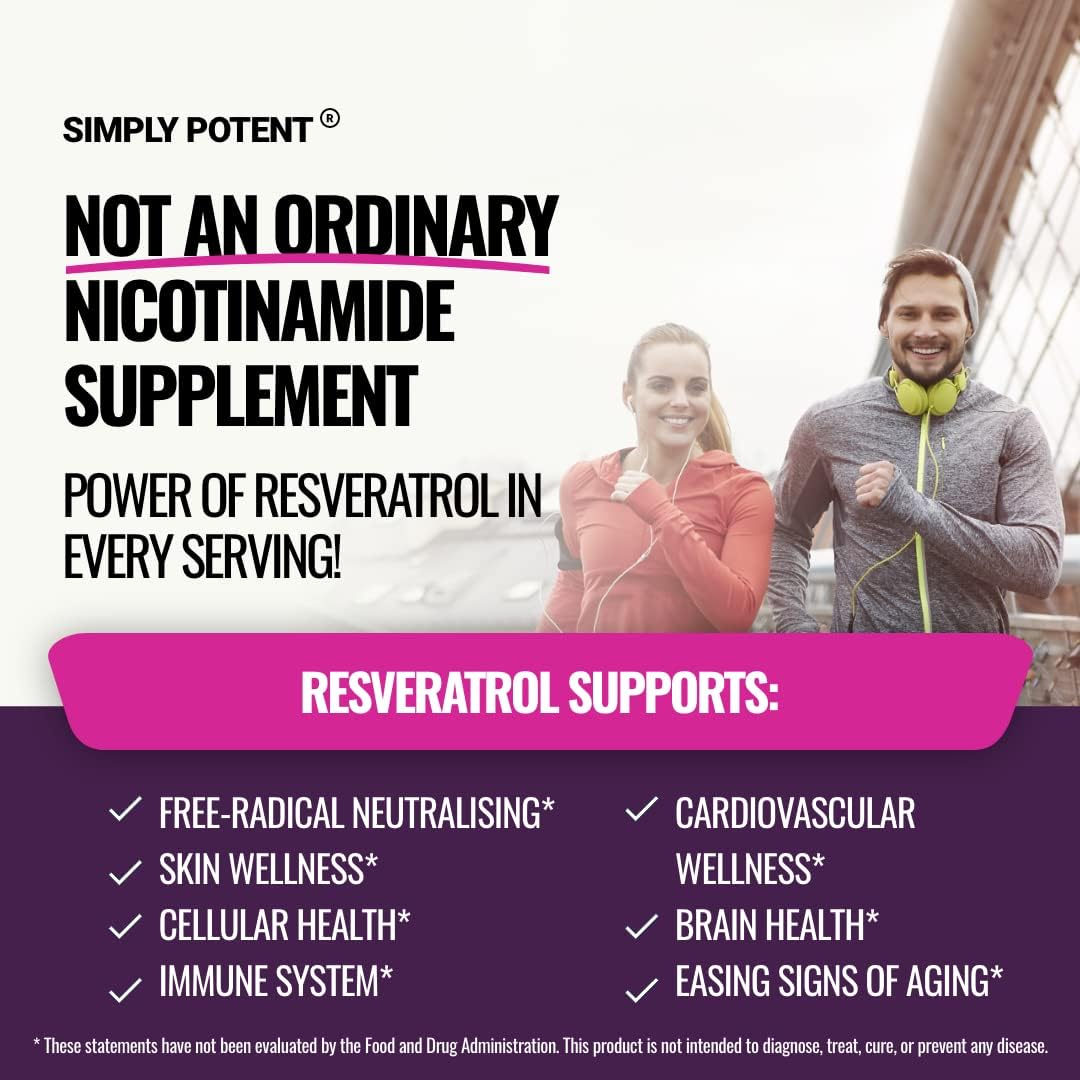 Vitamin B3 Supplement Capsules with Resveratrol for NAD Support & Energy Boost - 120 Vegetarian Capsules