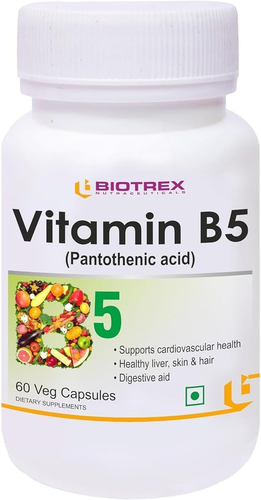 Vitamin B5 (Pantothenic Acid) Supplement for Energy & Metabolism - 60 Veg Capsules