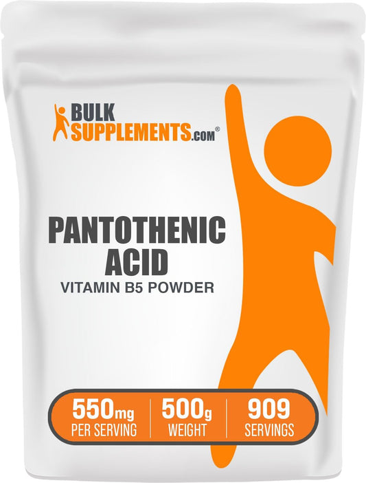Vitamin B5 Powder - 500mg Pantothenic Acid, Calcium Pantothenate - Gluten Free, 500g (1.1 lbs) Powder Pack