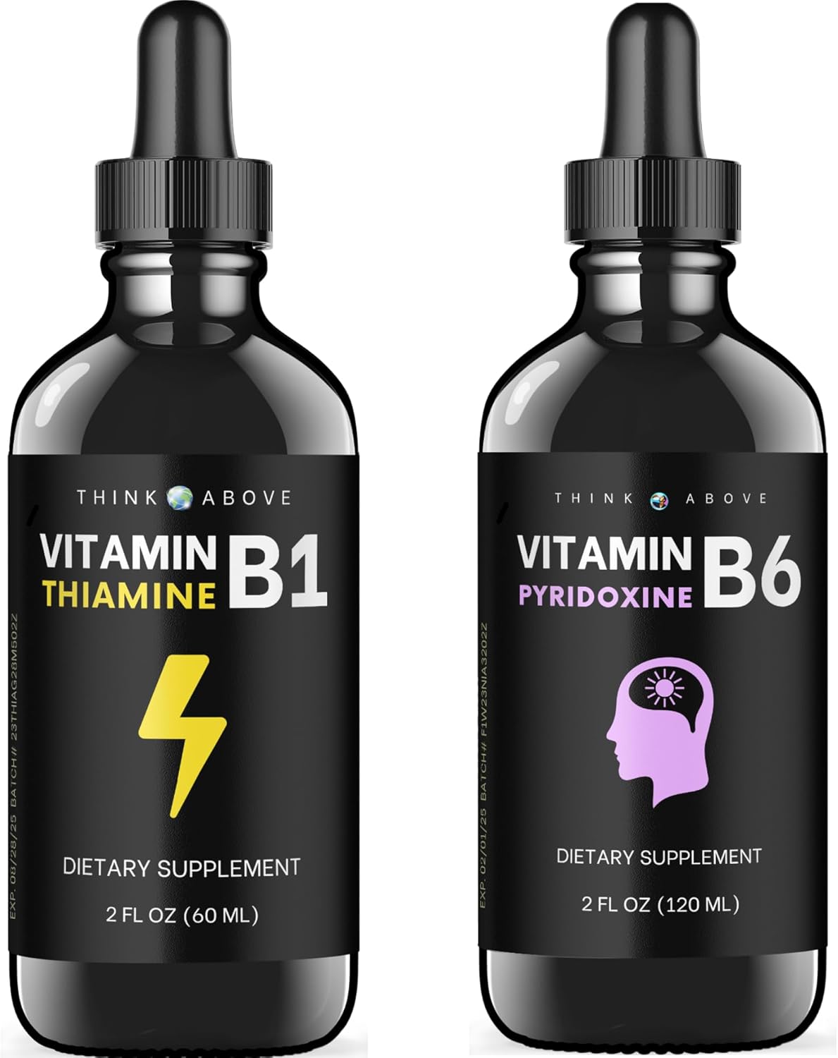 Vitamin B6 and B1 Liquid Drops Bundle - 2 oz Each - Boost Your Health