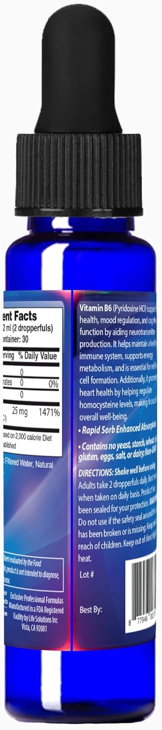 Vitamin B6 Pyridoxine HCI Liquid Supplement 2 oz - Dr's Advantage