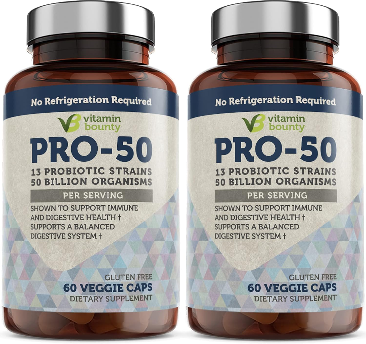 Vitamin Bounty Pro-50 Probiotic with 50 Billion Organisms and 13 Strains - Gut & Digestive Health Support, Delayed Release Capsules with Prebiotic Greens - 120 Capsules