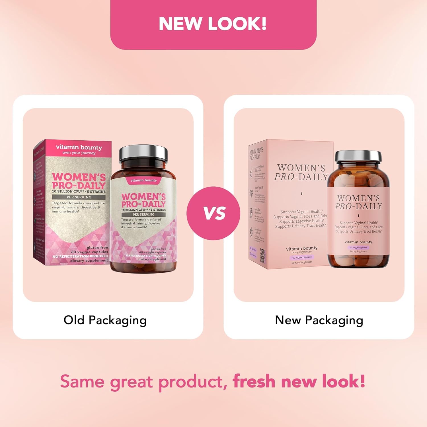 Vitamin Bounty Women's Pro-Daily Probiotic with Cranberry - 10 Billion CFUs, Supports Vaginal, Digestive, and pH Balance - 2 Pack of 60 Capsules