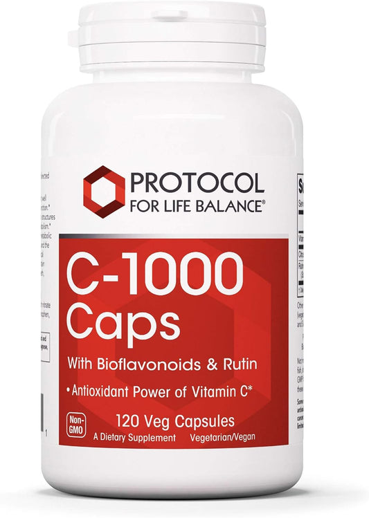 Vitamin C-1000 Capsules with Bioflavonoids and Rutin - Immune Support and Cellular Protection - 120 Veg Caps