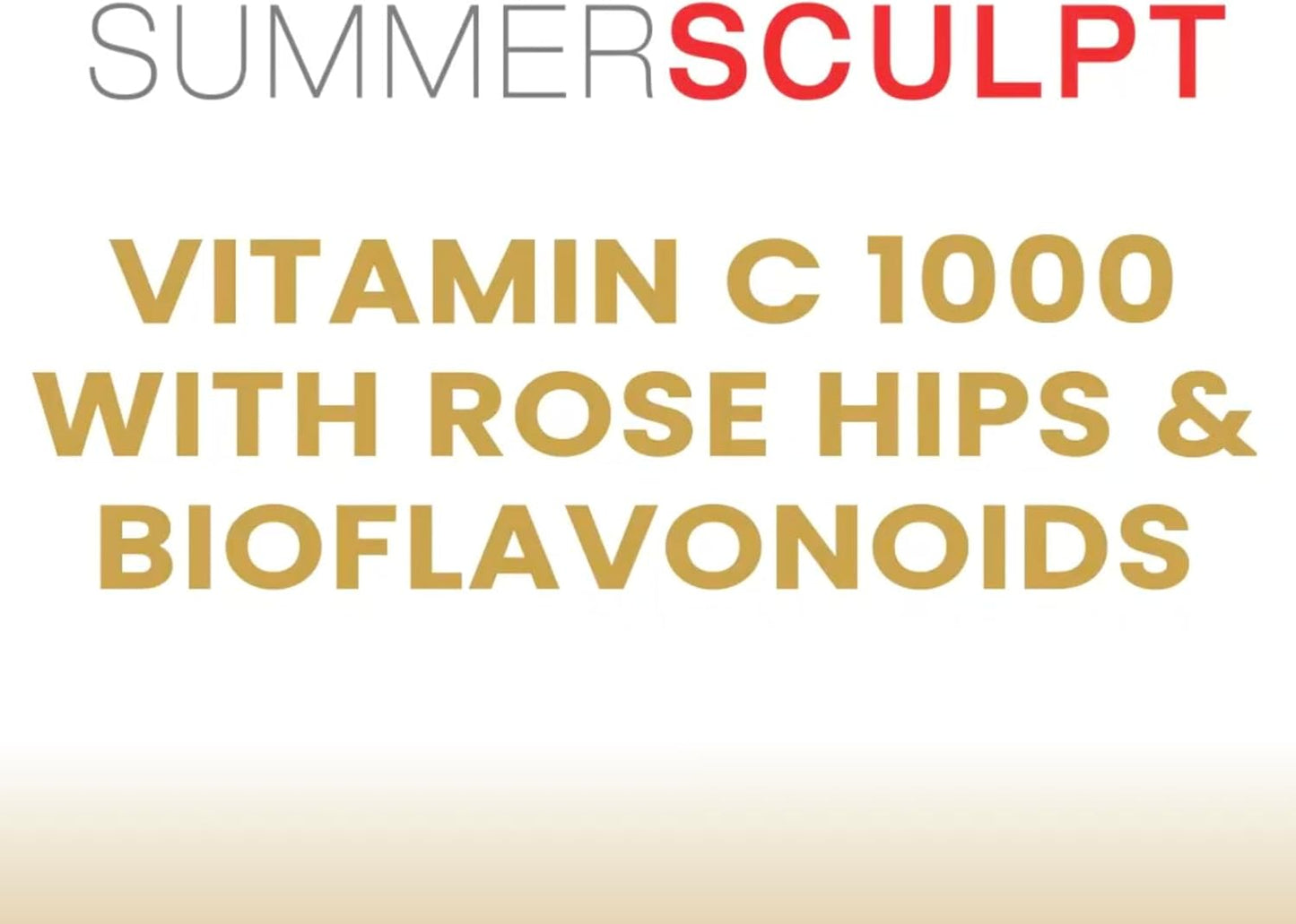 Vitamin C 1000mg Capsules with Rose HIPS & Bioflavonoids for Immune Support, Skin, & Joints - Non-Acidic SummerSculpt Formula, 120 Count