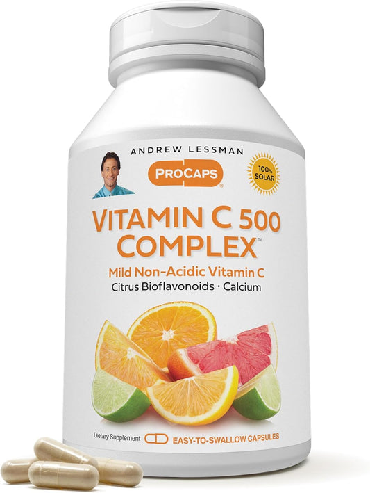 Vitamin C 500 Complex Capsules with Citrus Bioflavonoids - Non-Acidic Immune Support Formula for Anti-Oxidant Benefits, Easy to Swallow Size - BoostGo Australia