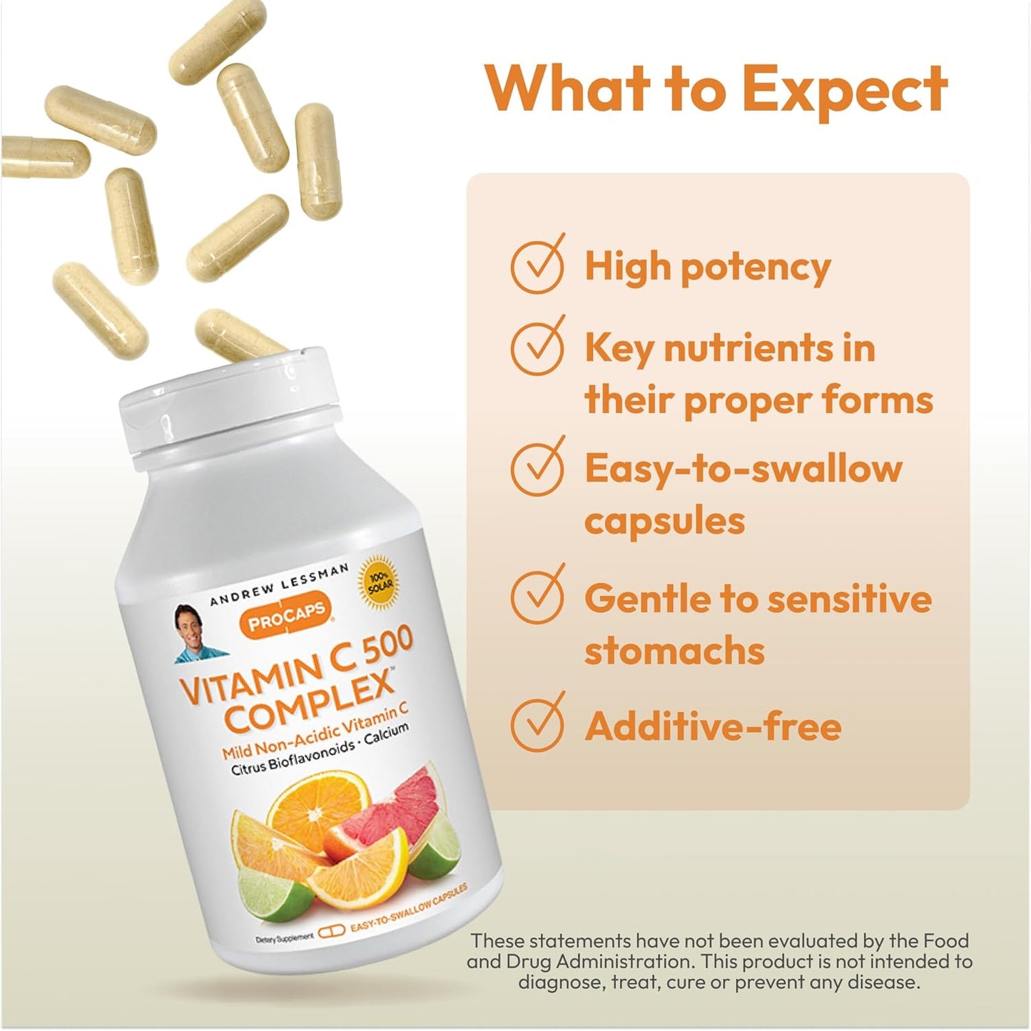 Vitamin C 500 Complex Capsules with Citrus Bioflavonoids - Non-Acidic Immune Support Formula for Anti-Oxidant Benefits, Easy to Swallow Size - BoostGo Australia