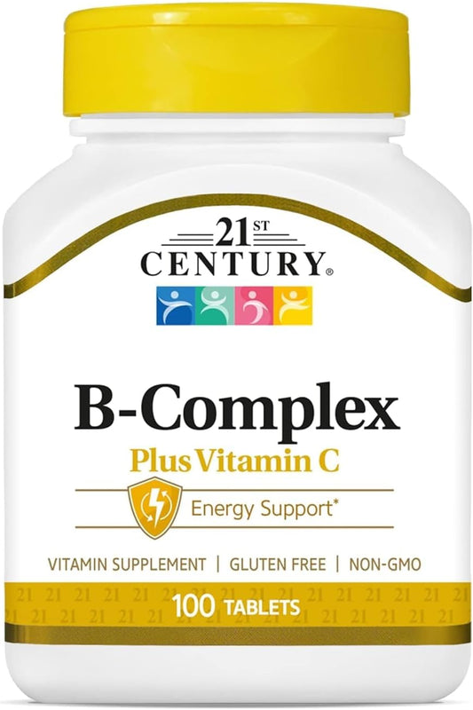Vitamin C and B Complex Tablets for 21st Century Healthcare - 100 Count Pack