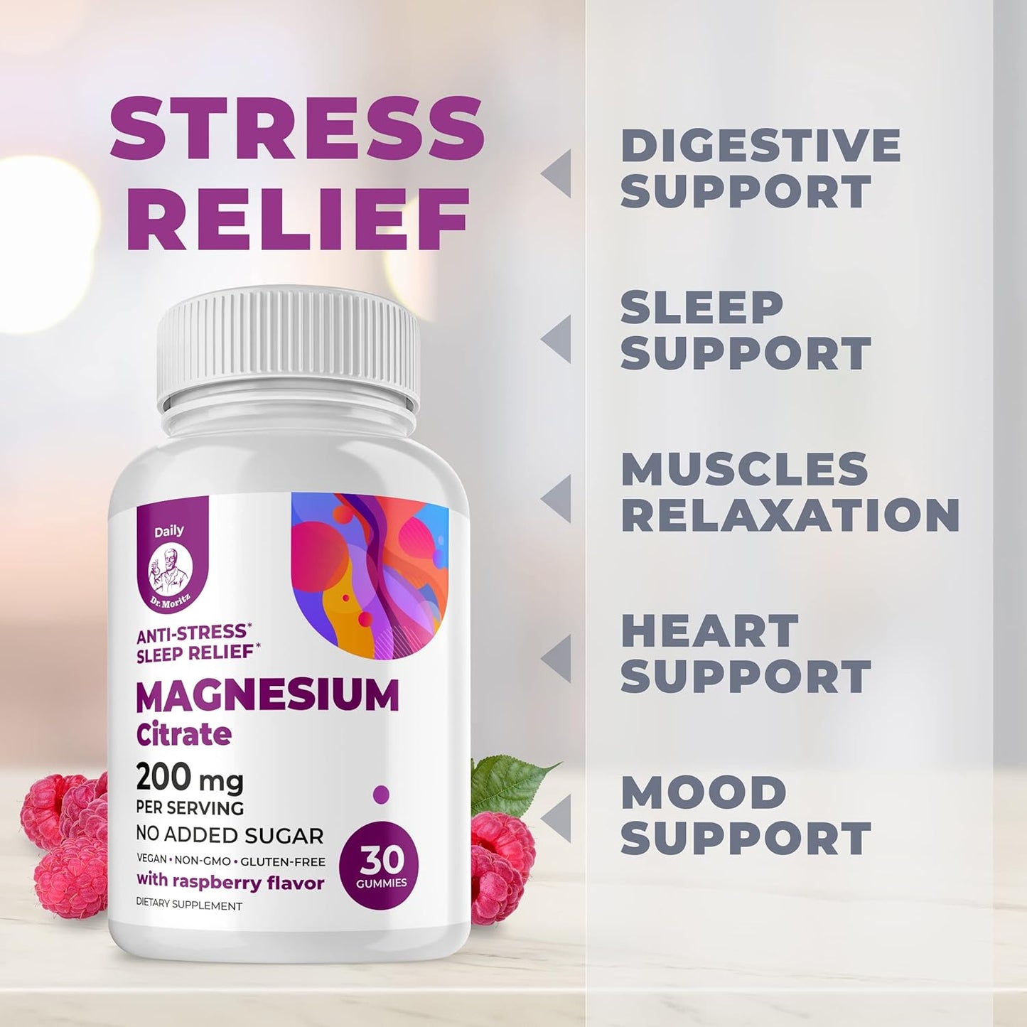 Vitamin C and Magnesium Gummies 120 Count - Immune Support for Kids & Adults - Low-Sugar Chewable Vitamins with Calming Magnesium - Sugar-Free