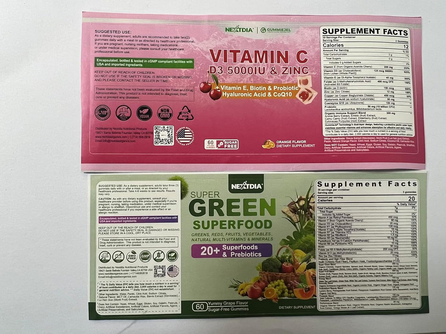 Vitamin C, D3, Zinc, and Super Greens Gummies for Immune Support