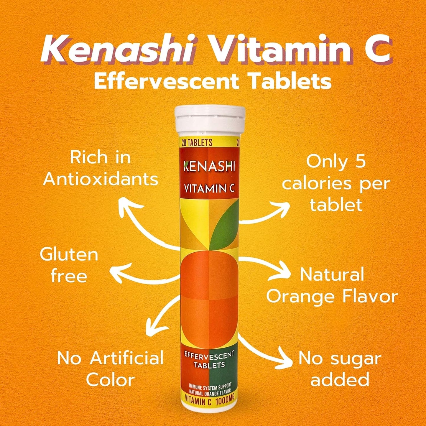 Vitamin C Effervescent Tablets with Zinc - 1000mg Dissolving Tablets for Adults - Pack of 1