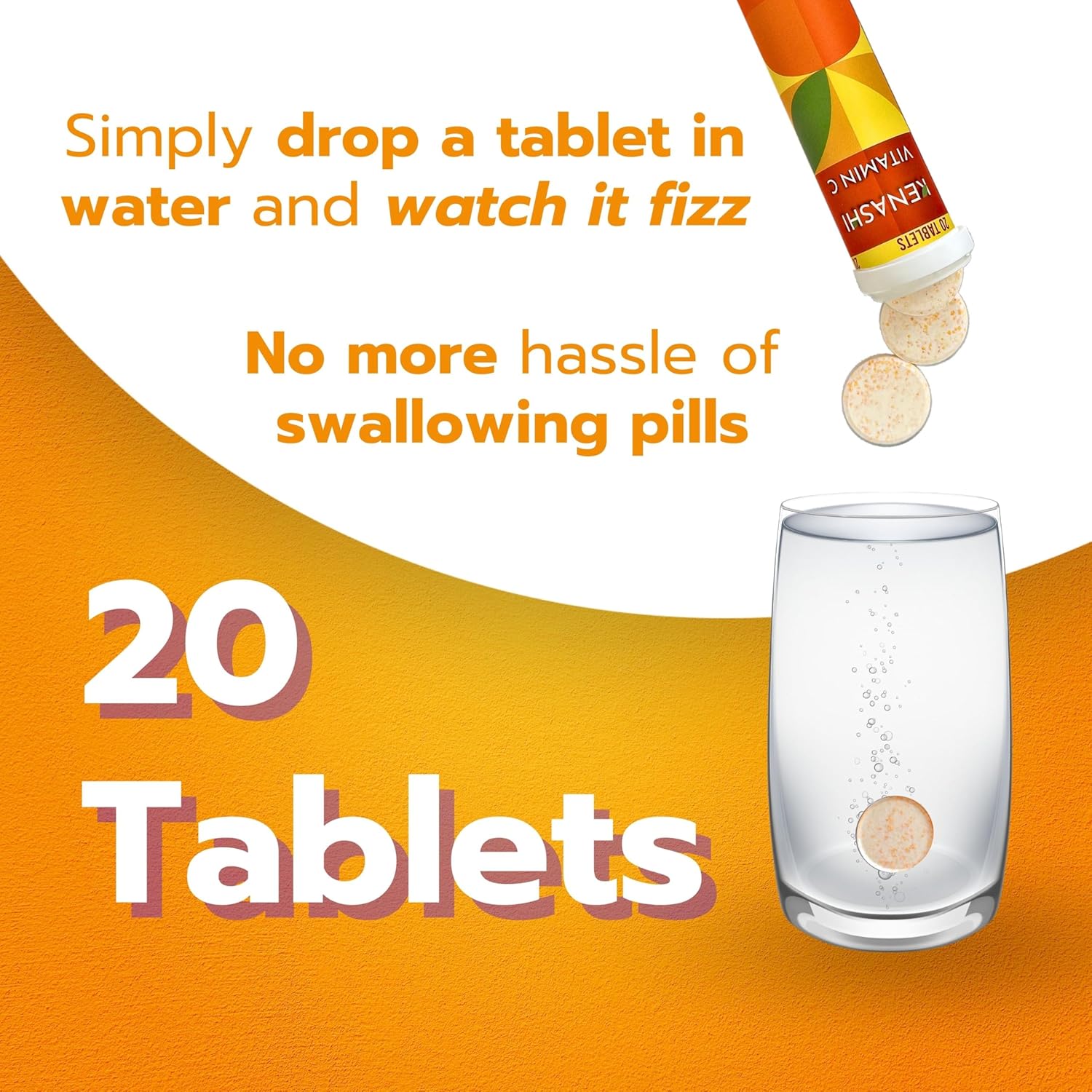 Vitamin C Effervescent Tablets with Zinc - 1000mg Dissolving Tablets for Adults - Pack of 1