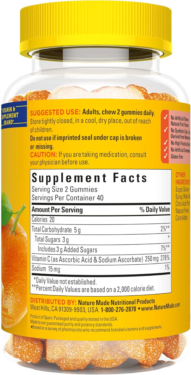 Vitamin C Gummies 250mg, Immune Support Supplement, 80 Count, 40 Day Supply by Nature Made