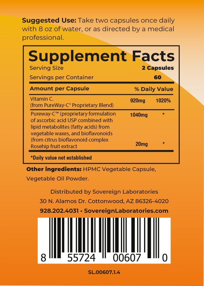 Vitamin C-LD Enhanced Liposomal Capsules - GastroDefense Vital - 530mg - 120 Count
