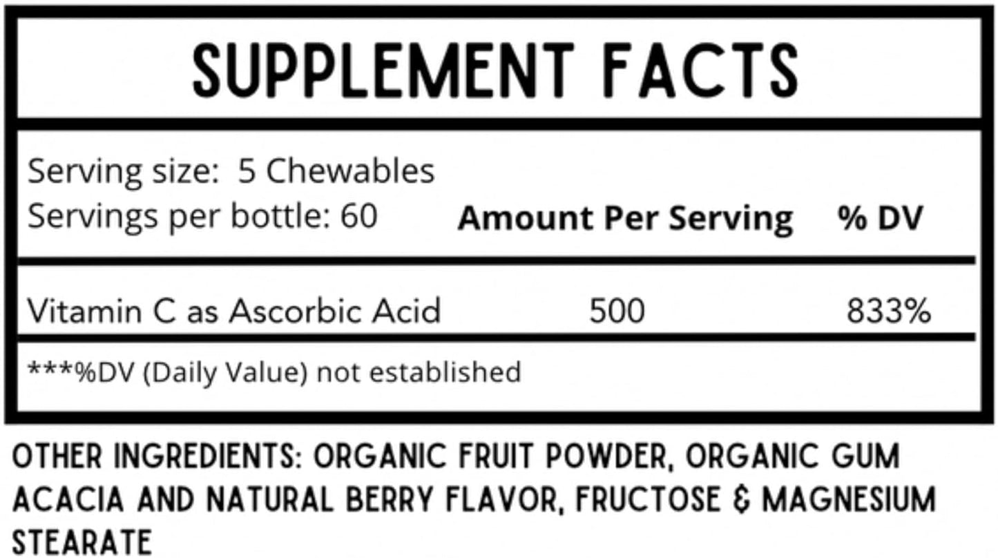Vitamin C Wellness Bundle: 1000mg Fine Powder & 500mg Chewables | Revitalize Health with Ascorbic Acid | 1 lb. Bag