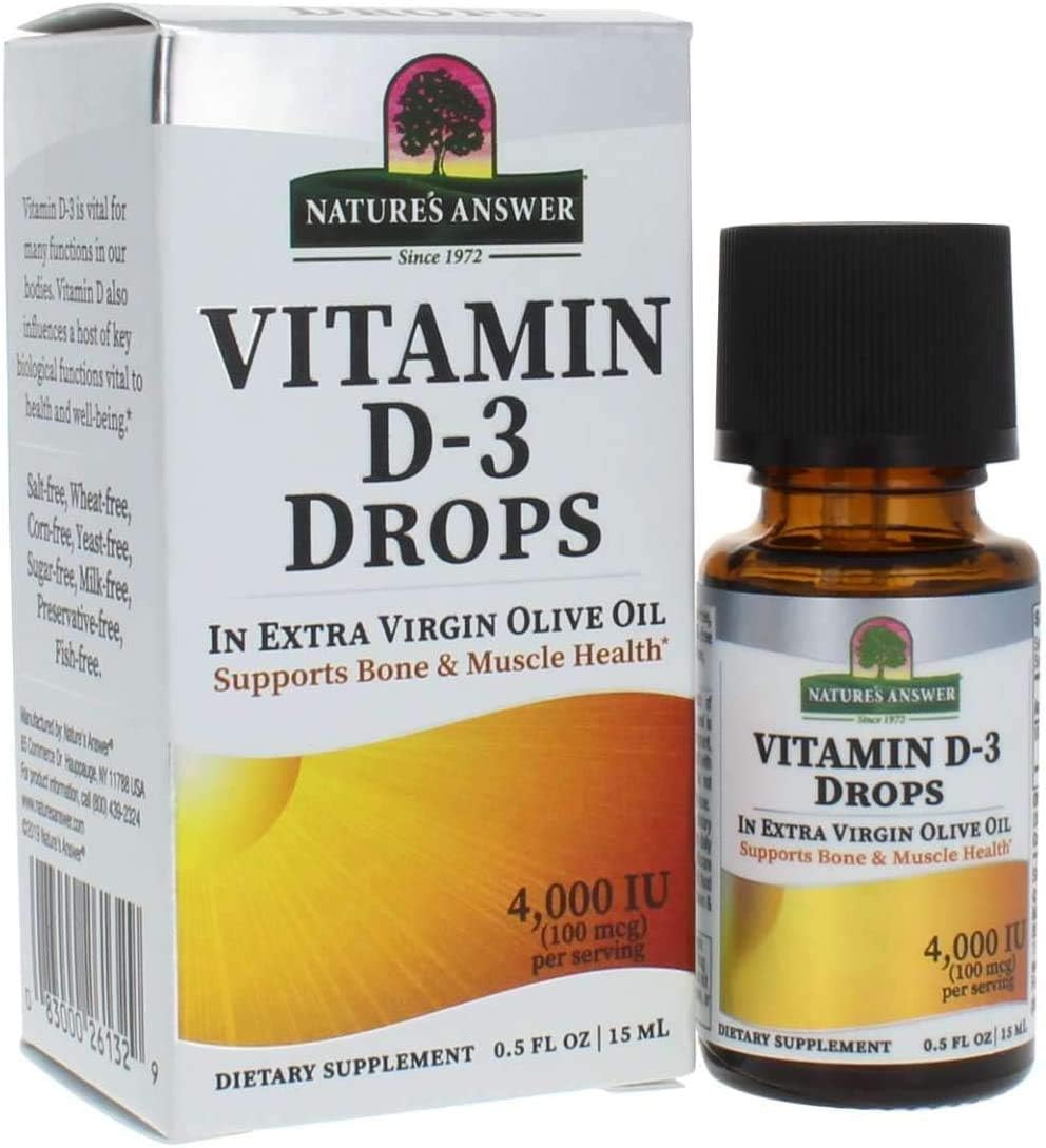 Vitamin D-3 Drops with Extra Virgin Gold Olive Oil for Rapid Absorption - No Fillers, Soy, Sugar, Milk, or Preservatives 0.5oz