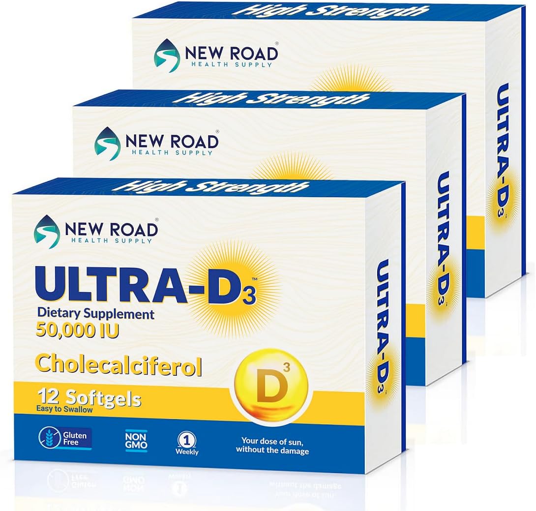 Vitamin D 50000 IU Softgel Supplement for Bones and Immune Support, Once Weekly Dose, Gluten Free, 12 Count x 3 Pack