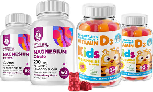 Vitamin D and Magnesium Gummies for Kids & Adults - Natural Supplements for Immune Support - Vegetarian Formula with Sugar-Free Magnesium - Dr. Moritz