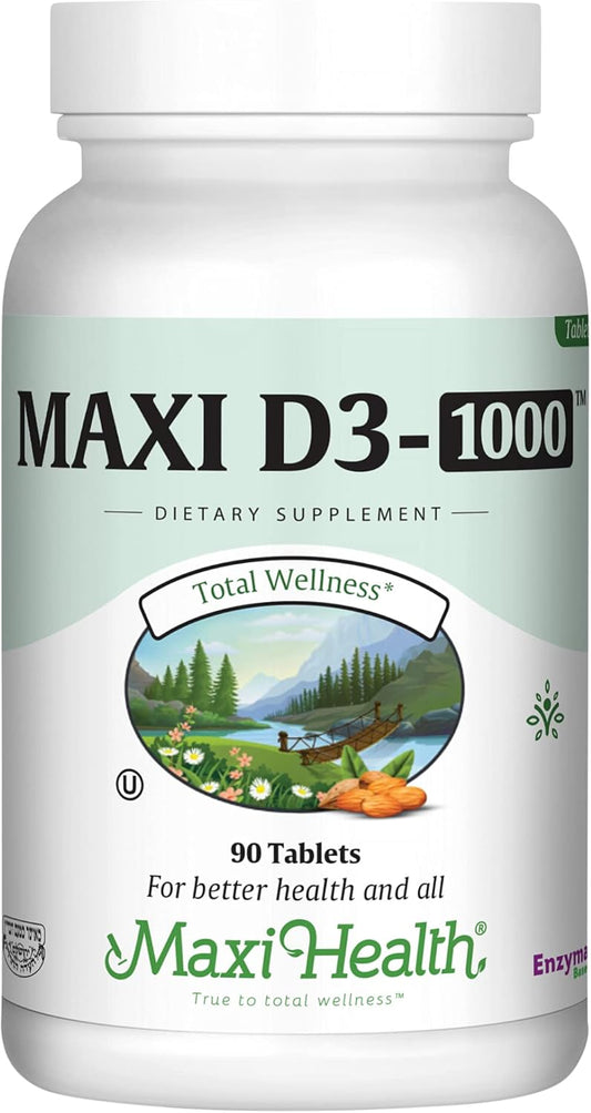 Vitamin D3 1000 IU Supplement for Bone Health & Immune Support - Easy to Swallow Tablets - Odorless & Tasteless - 90 Count