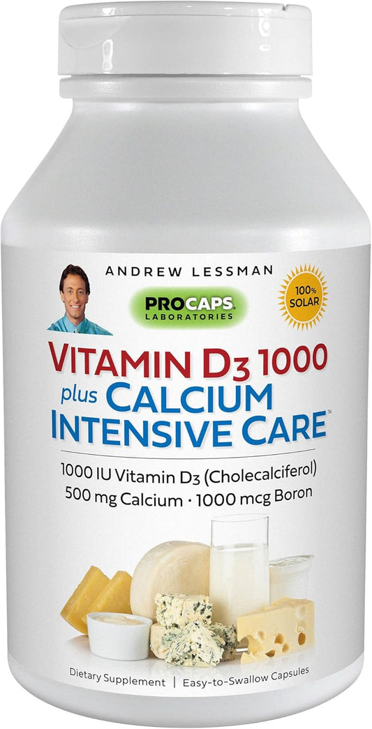 Vitamin D3 1000 with Calcium Intensive Care Capsules - Supports Bone Health & Muscle Function - Easy Absorption - No Additives