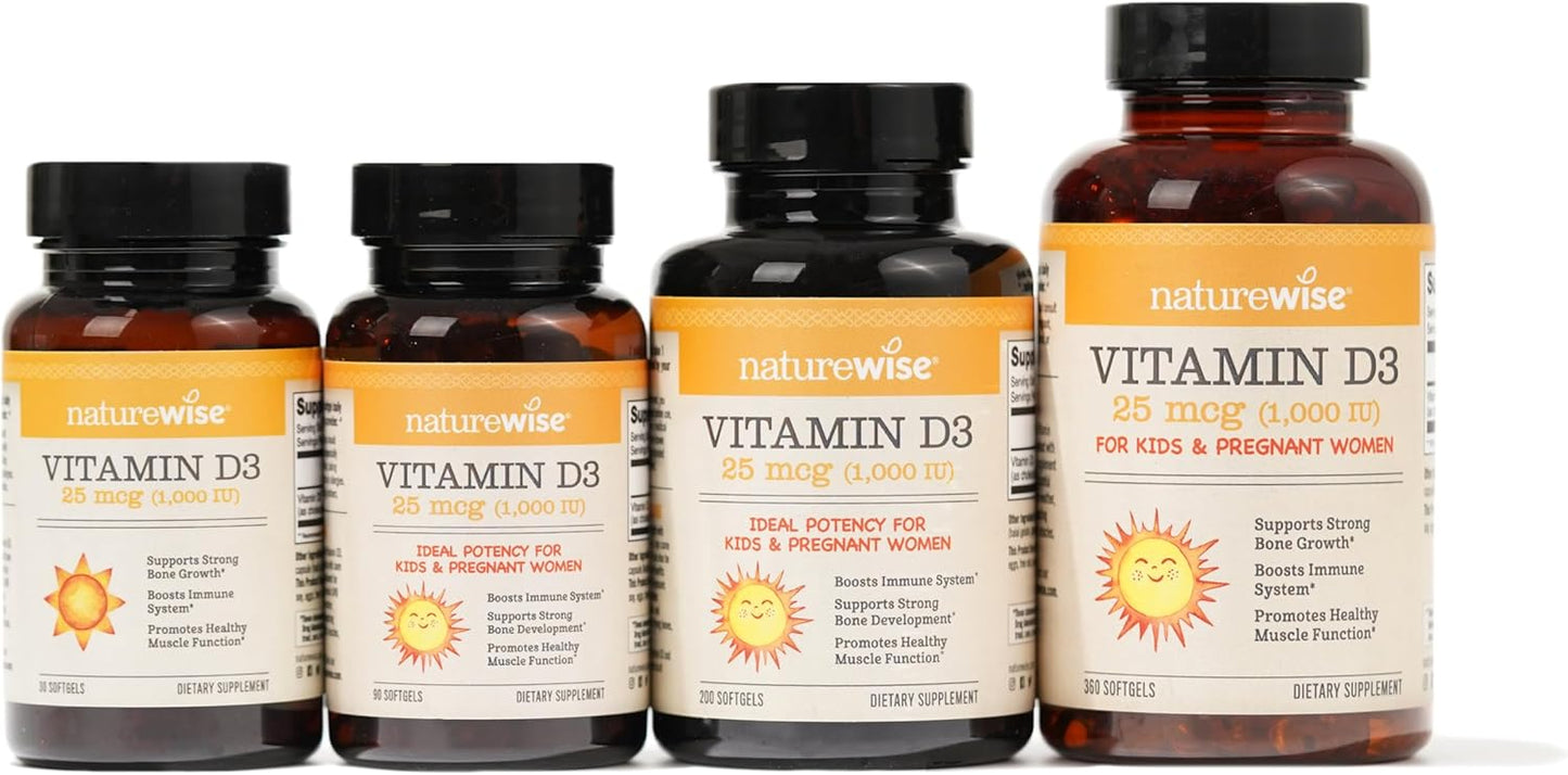 Vitamin D3 1000iu Softgels for Immune Support & Bone Health - 200-Day Supply, Non-GMO, Gluten Free - 200 Count Bottle