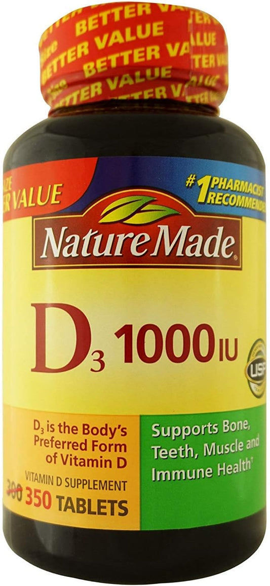 Vitamin D3 1000IU Supplement Tablets, 350 Count - Nature Made