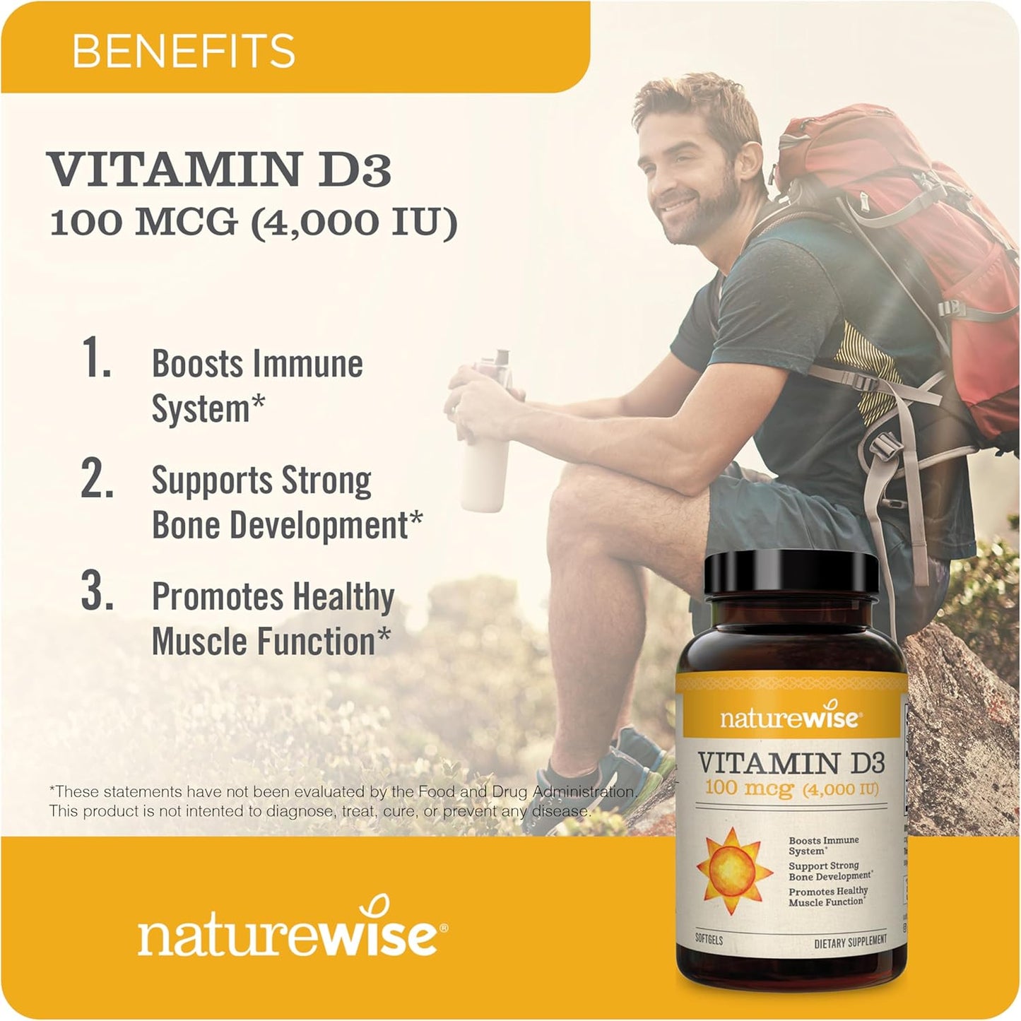 Vitamin D3 4000iu Softgels for Immune Support, Muscle & Bone Health - Non-GMO, Gluten Free - 200-Day Supply