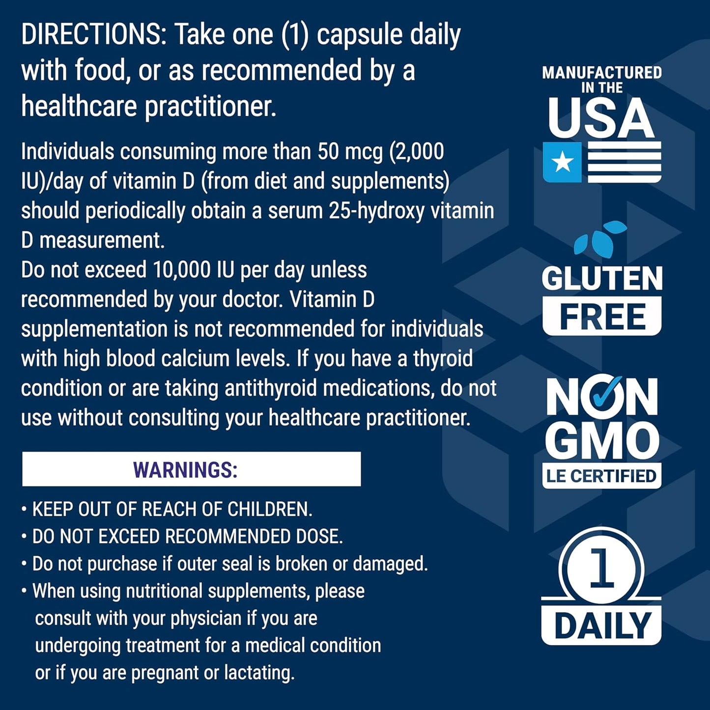 Vitamin D3 5000 IU with Sea-Iodine Capsules for Bone, Brain & Thyroid Support - Gluten-Free, Non-GMO - 60 Count