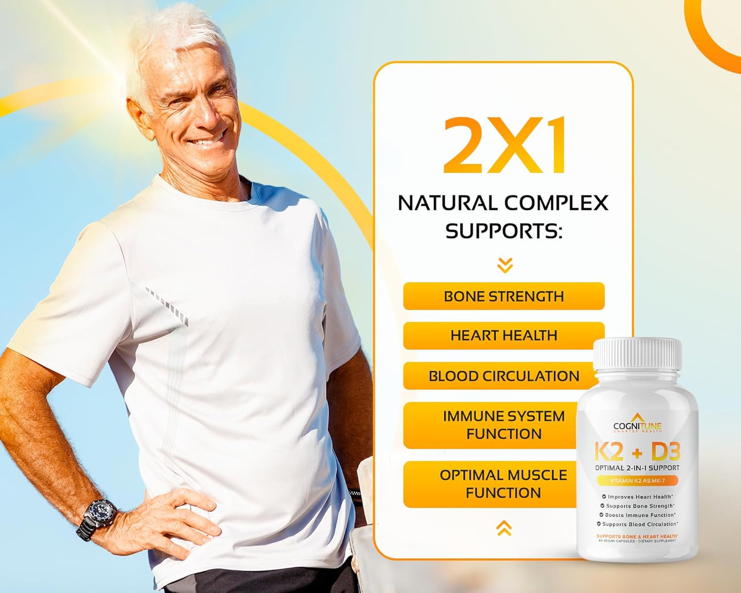 Vitamin D3 5000IU with Vitamin K2, Turmeric Curcumin & Ginger for Immune & Heart Health Support