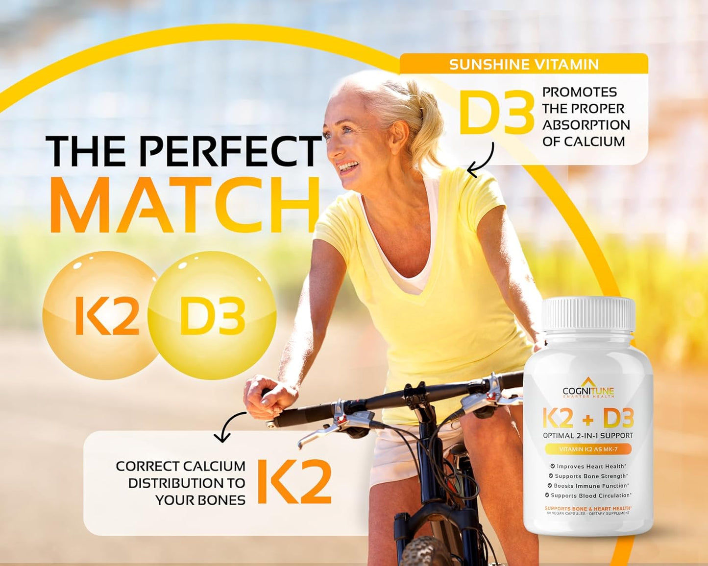 Vitamin D3 5000IU with Vitamin K2, Turmeric Curcumin & Ginger for Immune & Heart Health Support