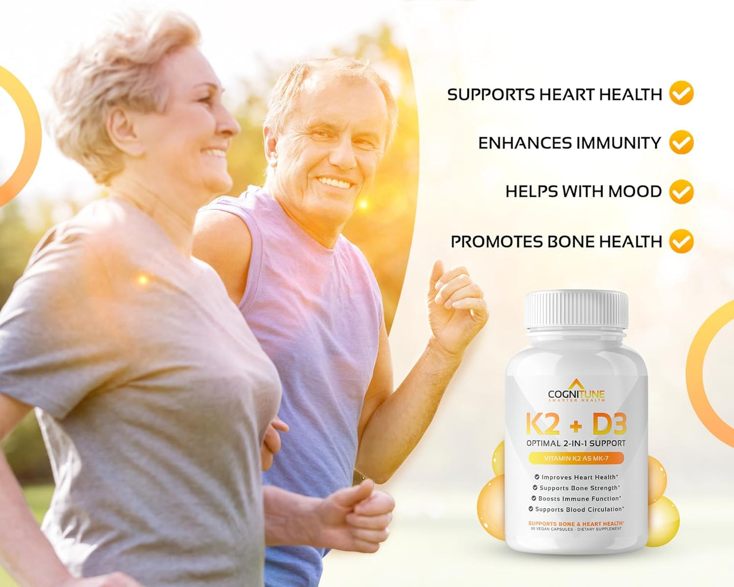 Vitamin D3 5000IU with Vitamin K2, Turmeric Curcumin & Ginger for Immune & Heart Health Support