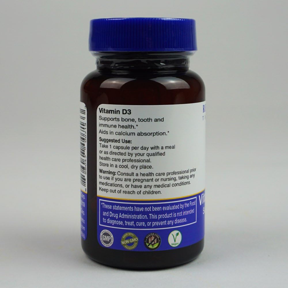 Vitamin D3 Capsules for Bone Health Support - 60 Vegan Capsules by Rejuvenation Therapeutics