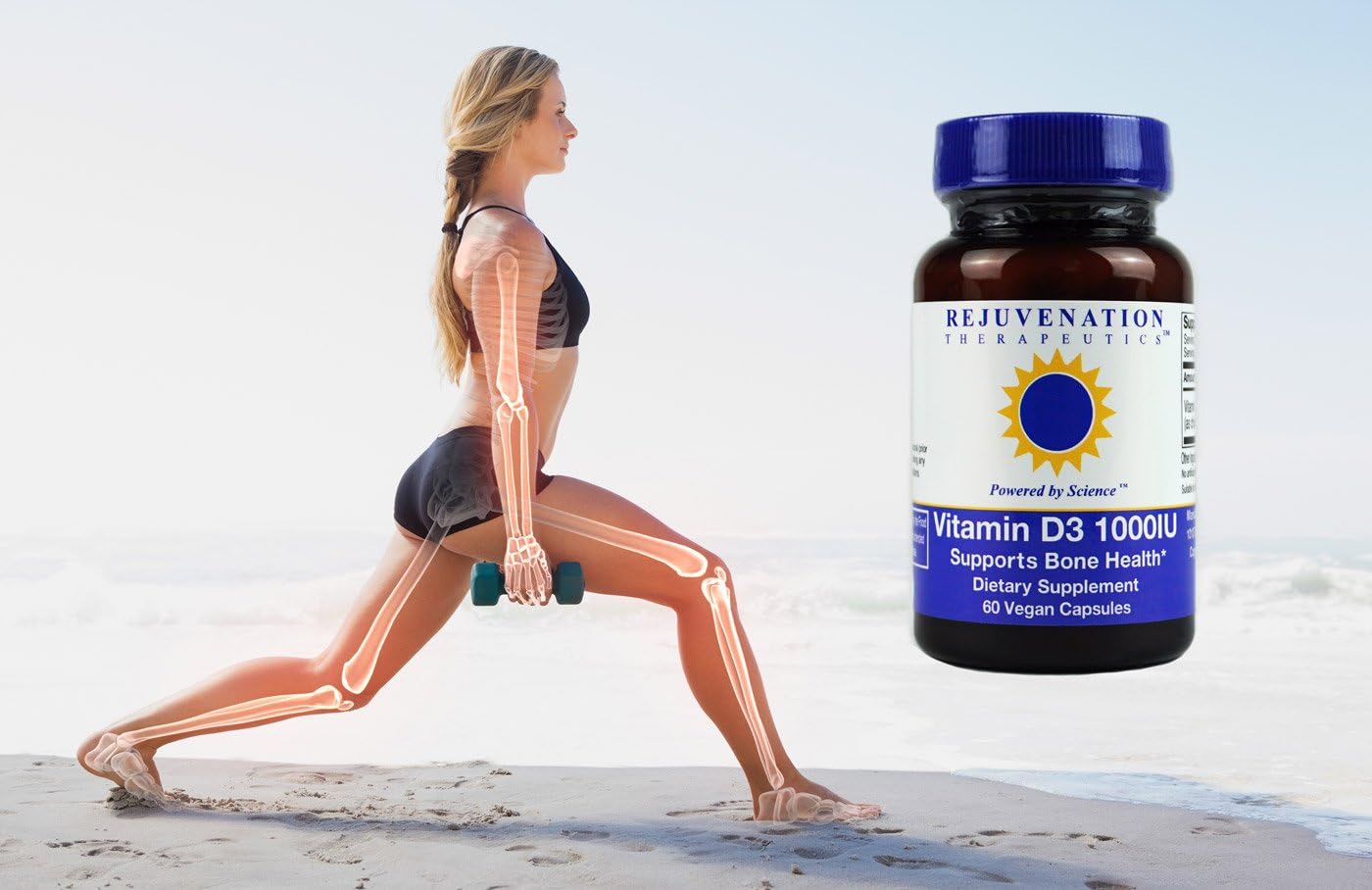 Vitamin D3 Capsules for Bone Health Support - 60 Vegan Capsules by Rejuvenation Therapeutics