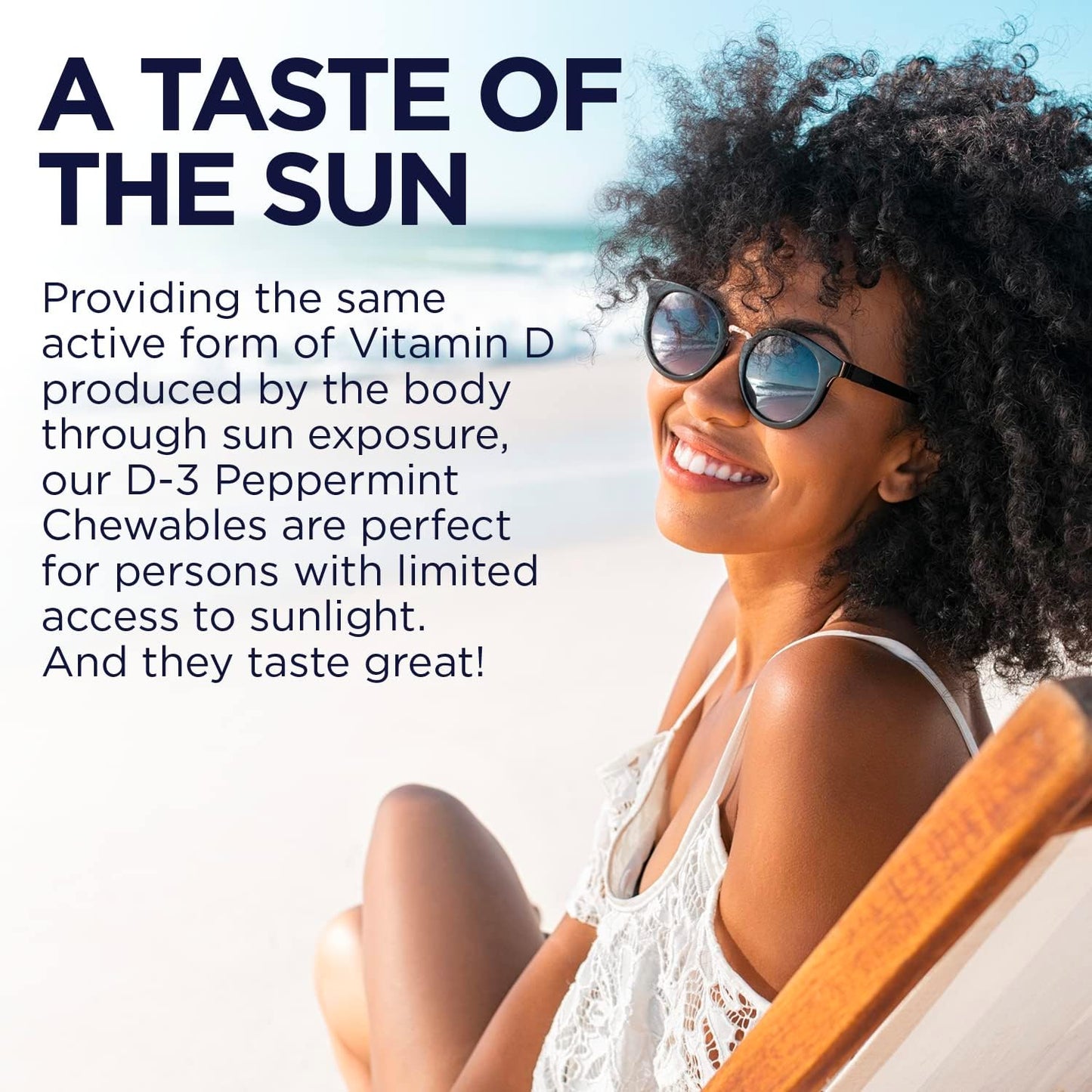 Vitamin D3 Chewables for Bone Health & Immune Support - 1000 IU, Natural Peppermint Flavor, Xylitol Sweetened - 100 Chews