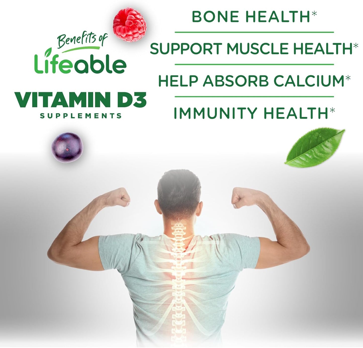 Vitamin D3 Gummies 10000IU for Bone Health | Bone Strength Supplements for Adults | Tasty Vitamin D Gummies for Men and Women | 90 Gummies