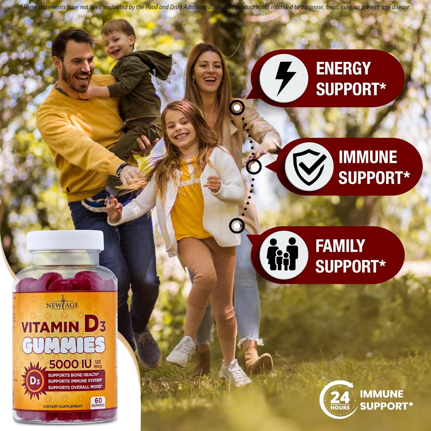 Vitamin D3 Gummies 5000 IU - Immune & Bone Health Support - Non-GMO, Gluten-Free (540 Gummies)