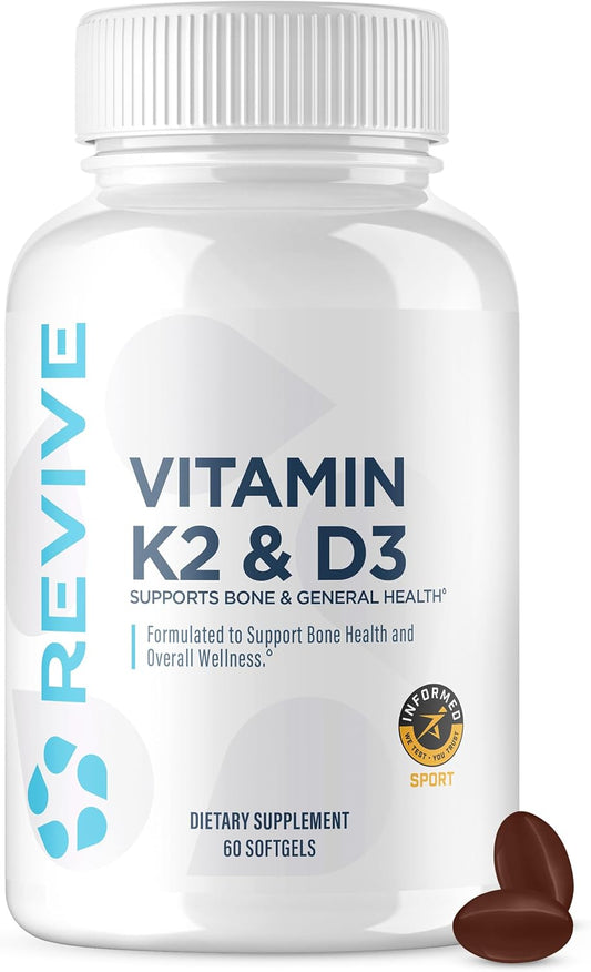 Vitamin D3 & K2 Bundle for Bone Health & Muscle Strength - Men and Women's Health Supplement for Brain Function