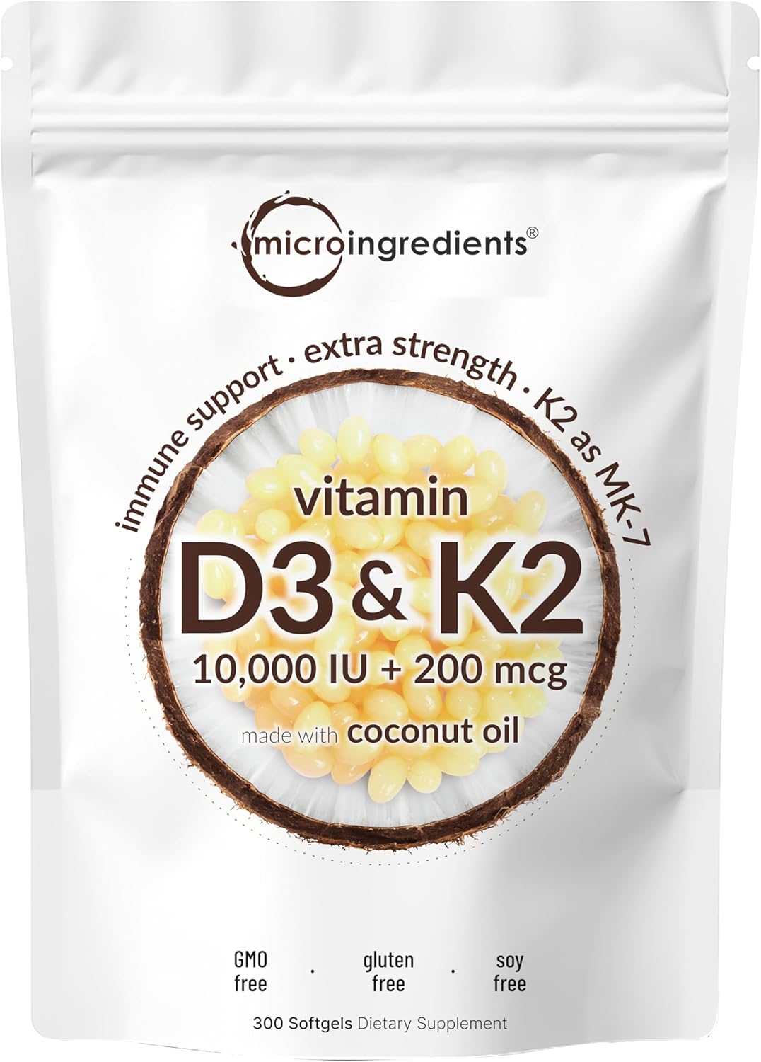 Vitamin D3 & K2 Coconut Oil Softgels with Inositol Powder Bundle - 2 Pack for Women | Essential Sunshine Vitamins & Supplement