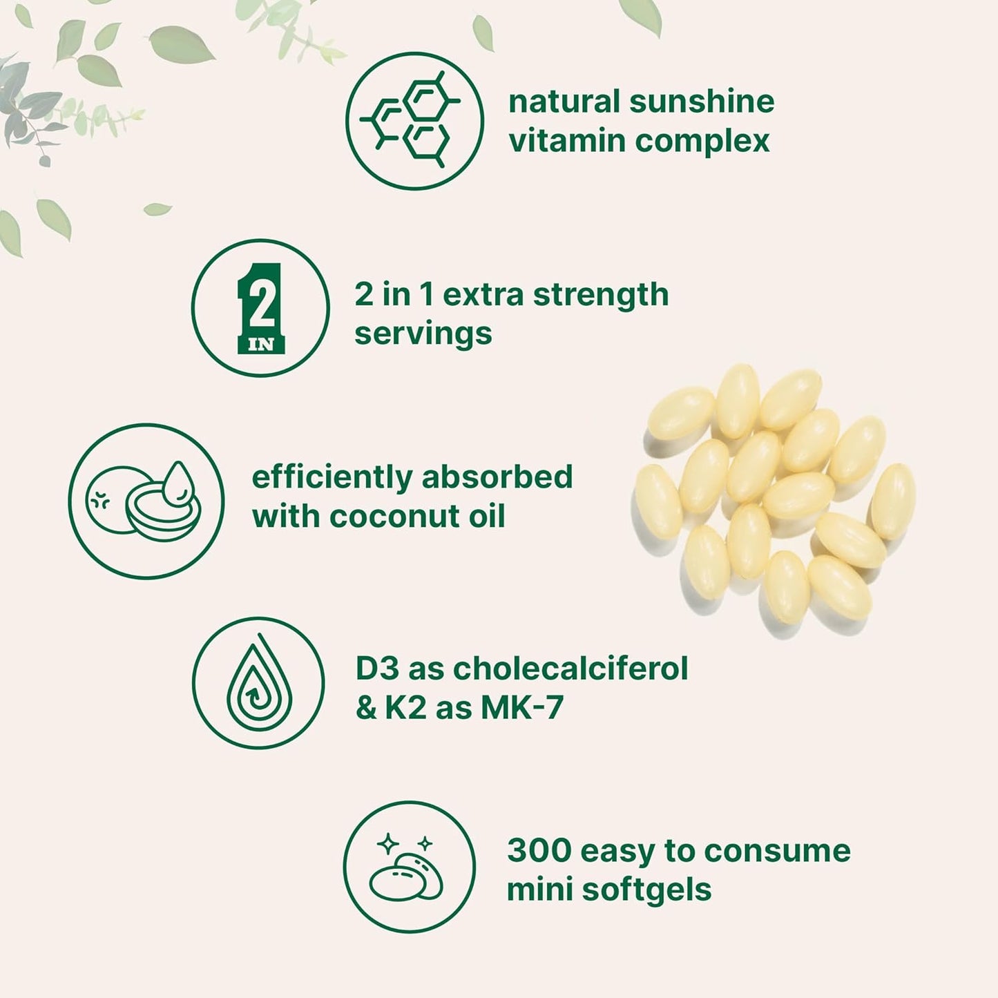 Vitamin D3 & K2 Coconut Oil Softgels with Inositol Powder Bundle - 2 Pack for Women | Essential Sunshine Vitamins & Supplement