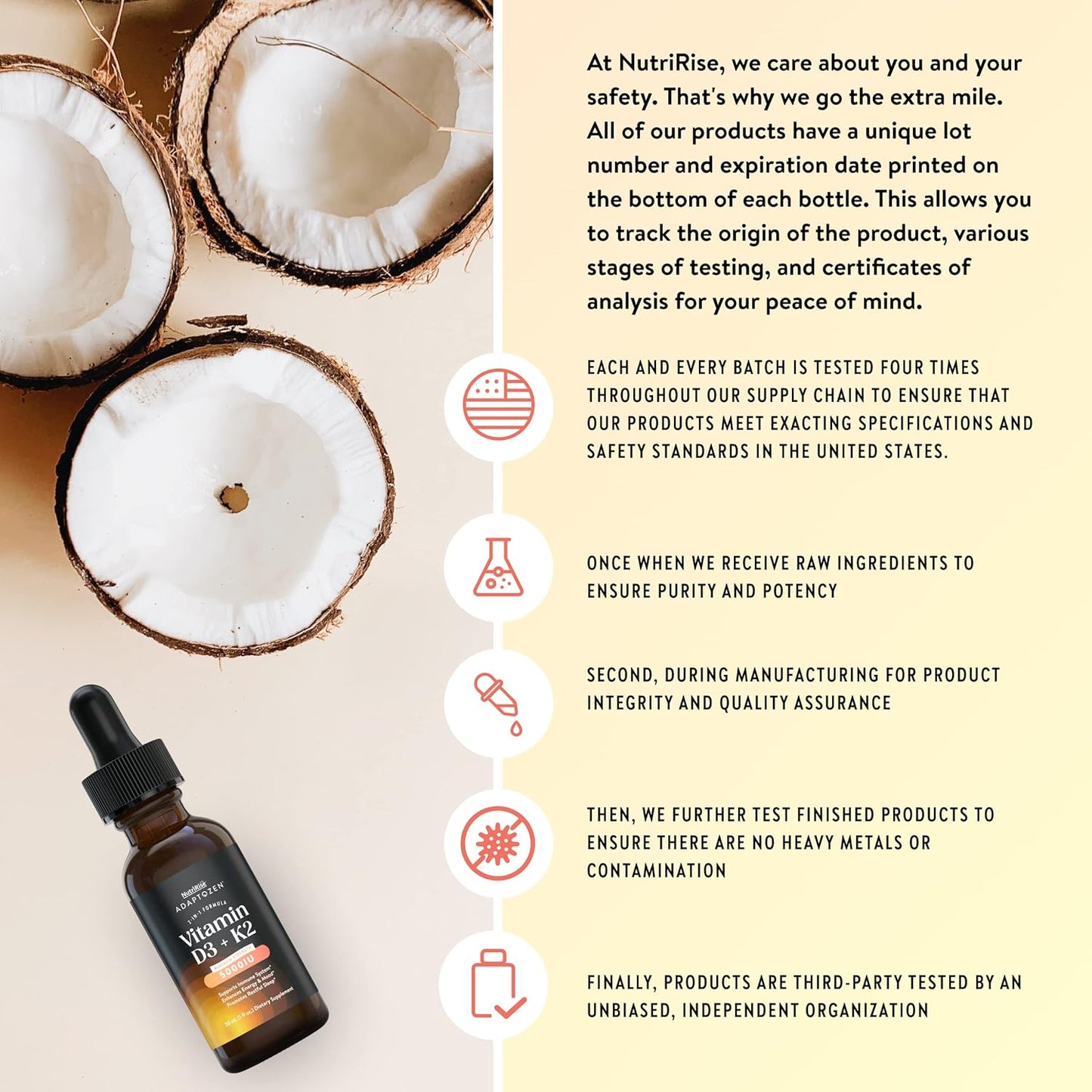 Vitamin D3 K2 Drops 5000 IU with MCT Oil: Immunity & Energy Support, Joint Comfort, Liquid Formula for Men & Women, Vegetarian, Gluten Free