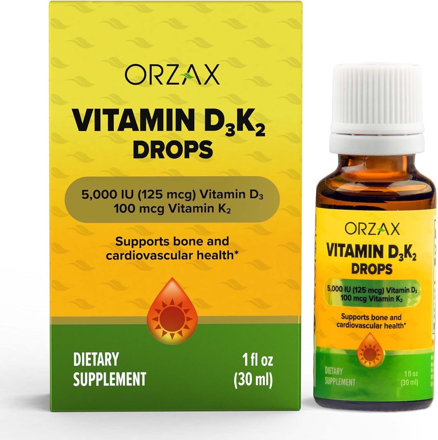 Vitamin D3 K2 Drops for Bone, Muscle, and Heart Health - Supports Bone Density and Calcium Absorption - 1fl oz