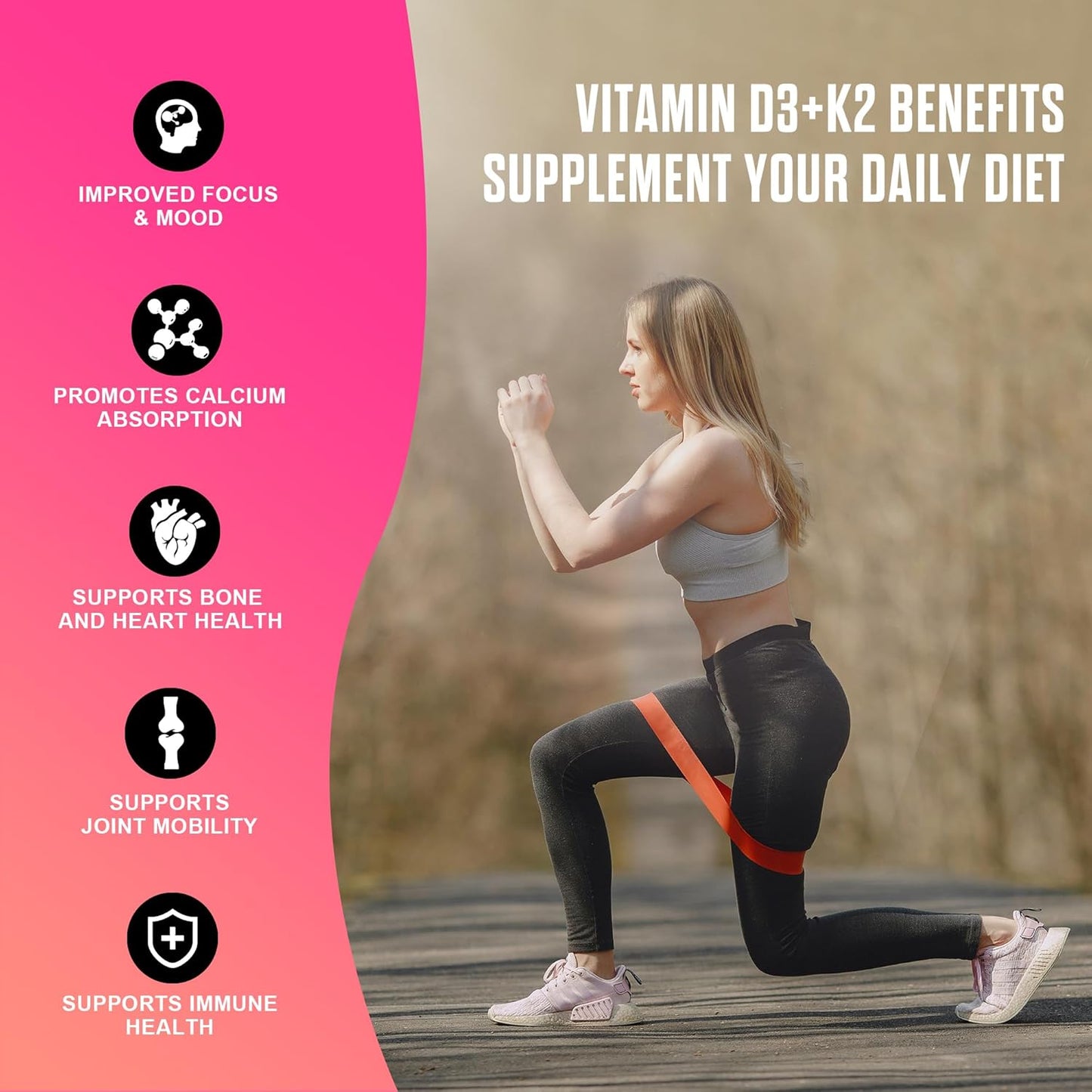 Vitamin D3 + K2 Gummies 10000 IU + 250 mcg Supports Bone & Heart Health - Non-GMO, 60 Sugar-Free Gummies for Adults